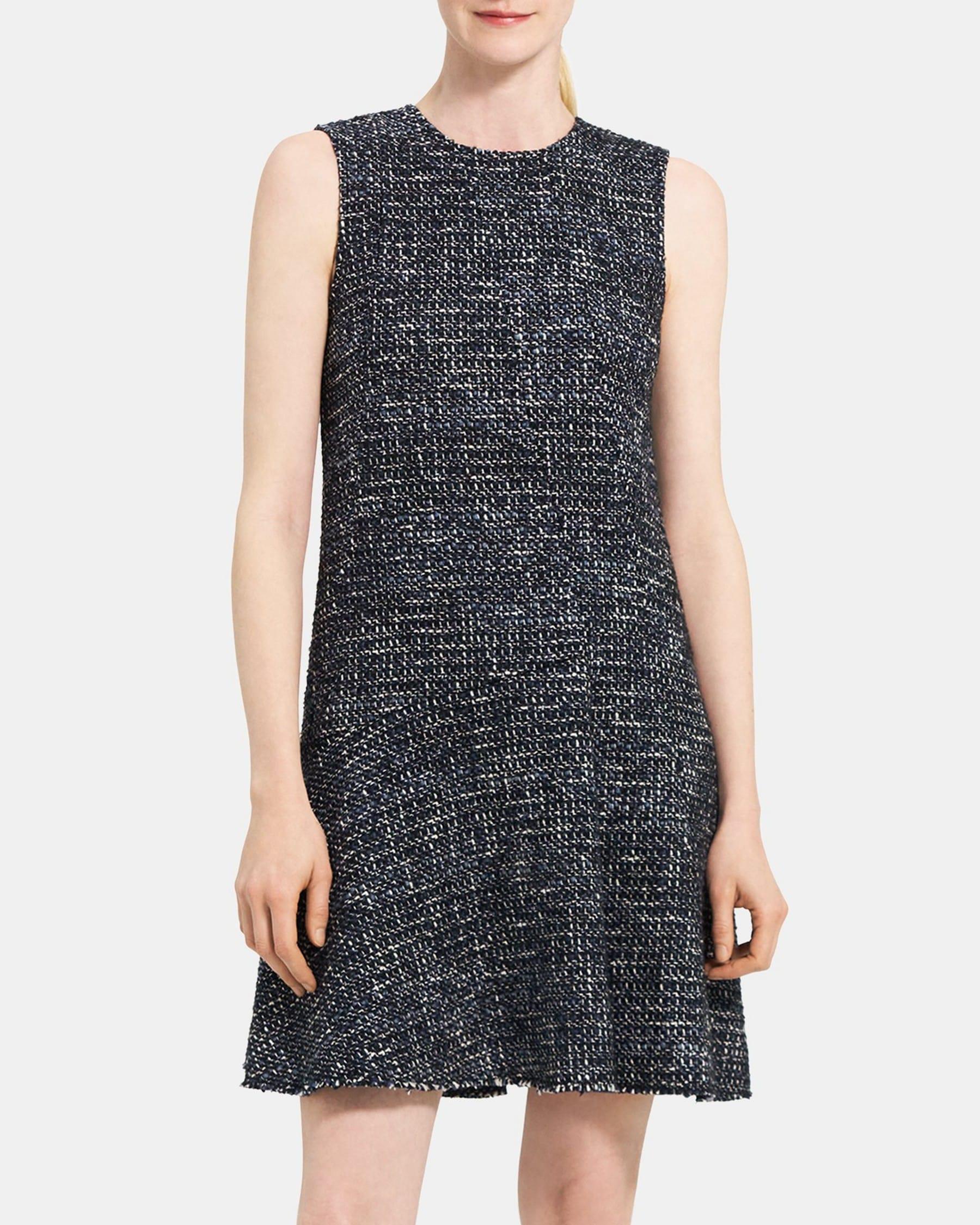 Asymmetrical Shift Dress in Wool-Blend Tweed Product Image