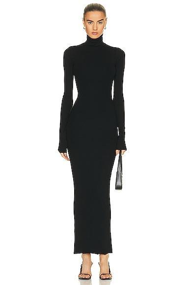 Eterne Long Sleeve Turtleneck Maxi Dress Black. (also in L, S, XL, XS). Product Image