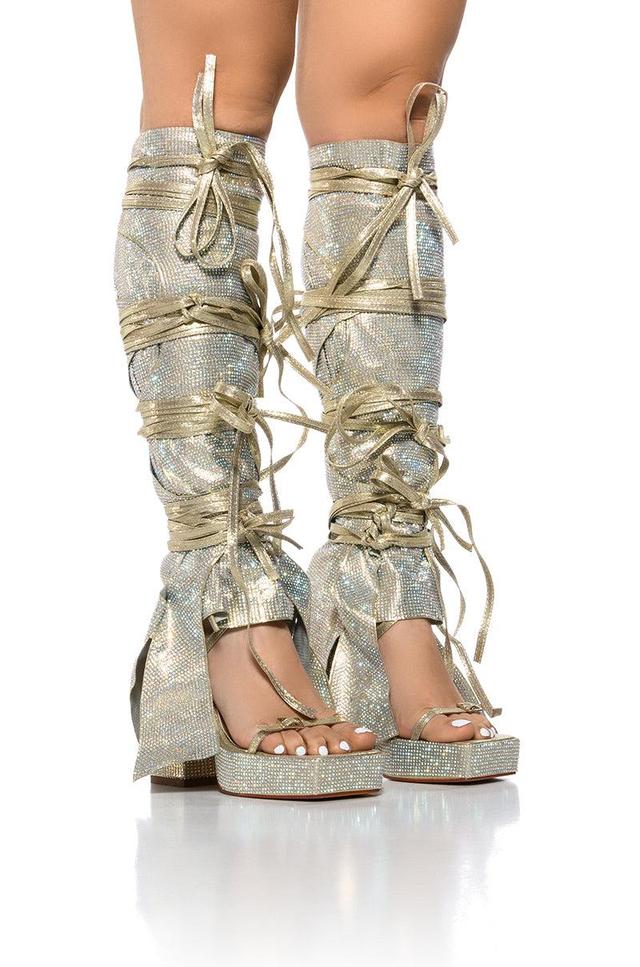 AZALEA WANG PHENIX GOLD RHINESTONE STRAPPY SANDAL Product Image