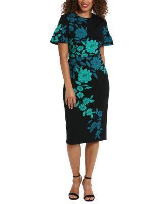 Women's Floral Flutter-Sleeve Midi Dress Product Image