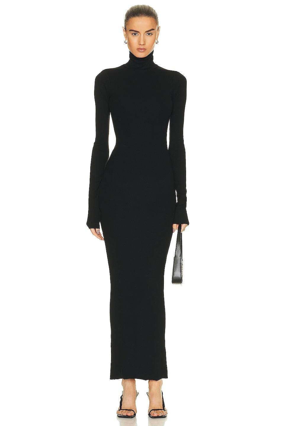 Eterne Long Sleeve Turtleneck Maxi Dress Black. (also in L, S, XL, XS). Product Image