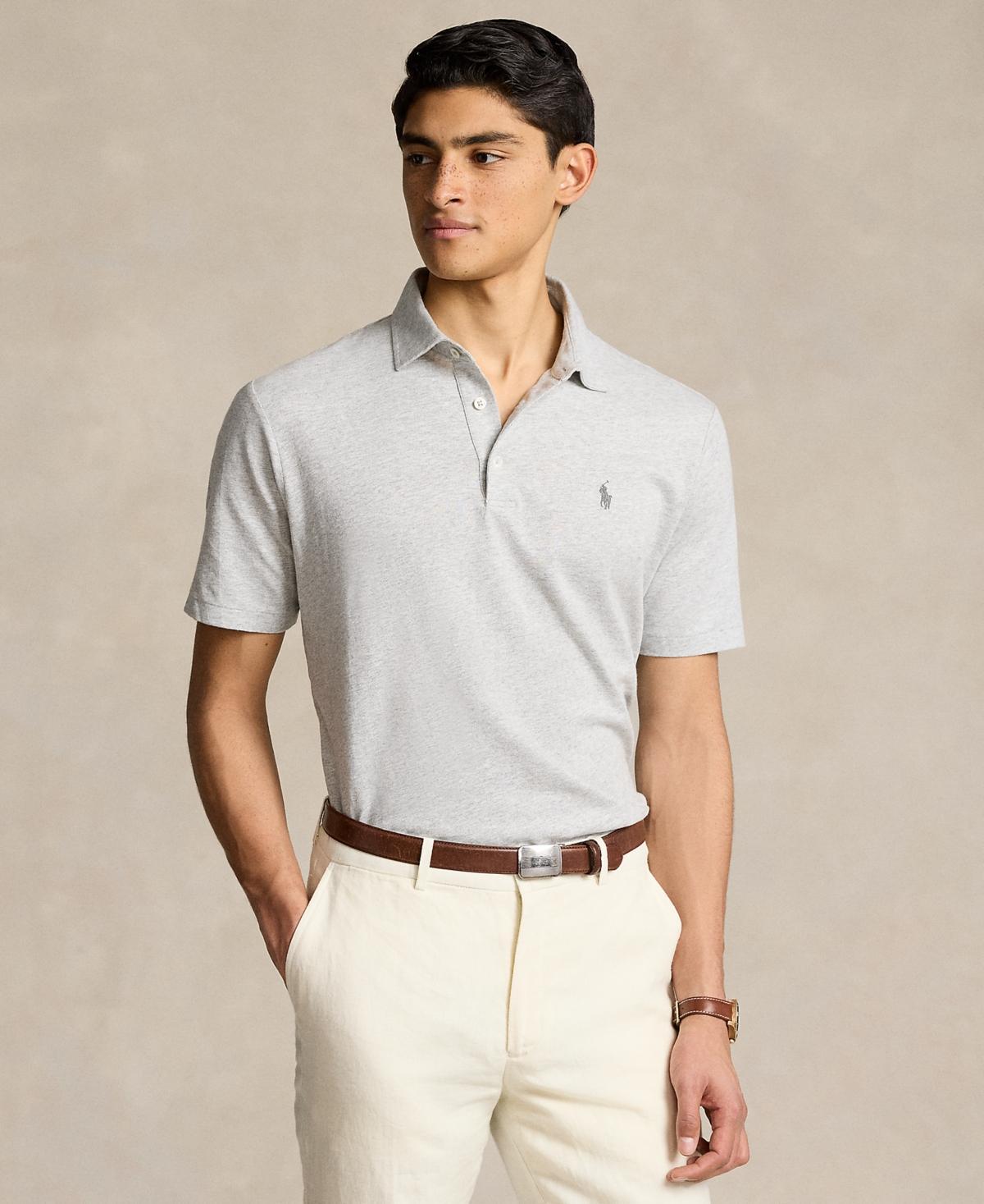 Mens Cotton & Linen-Blend Polo Shirt Product Image