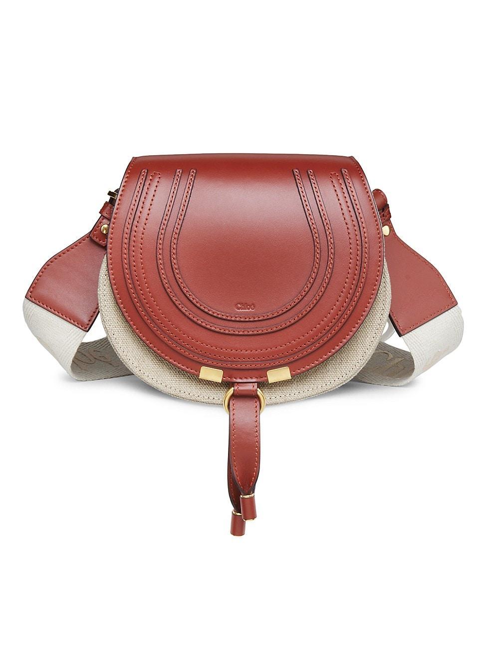 Womens Marcie Small Linen & Leather Saddle Bag Product Image