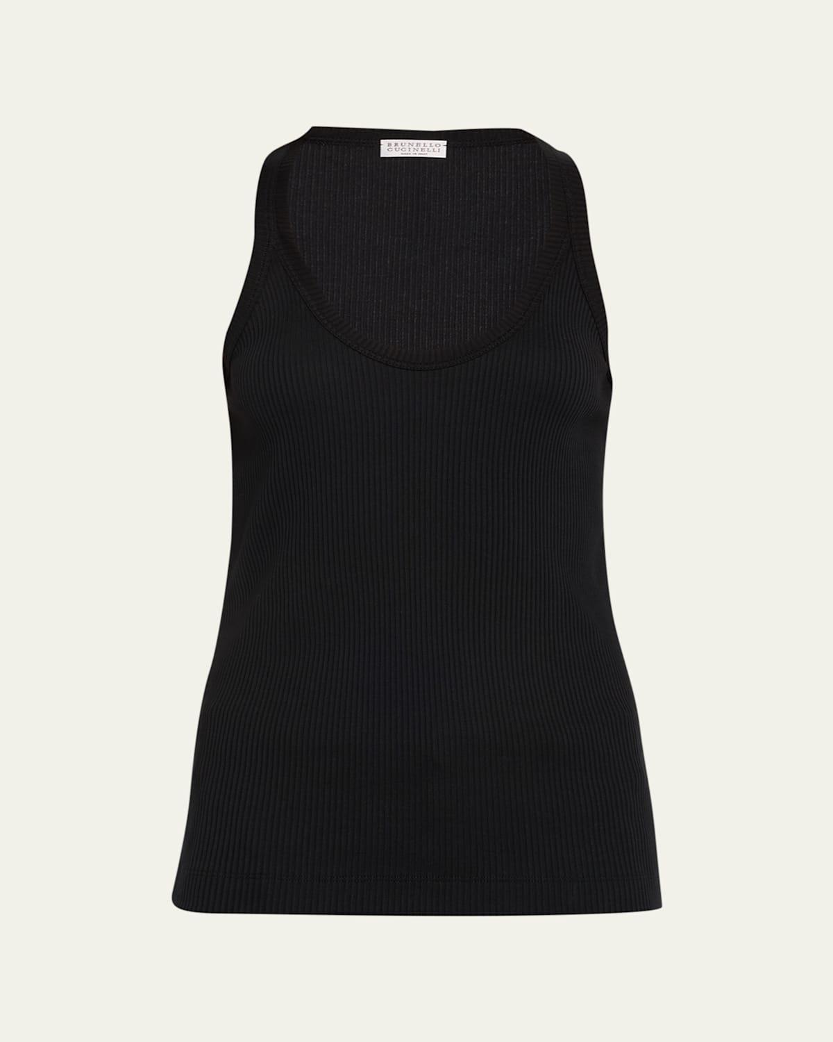 Womens Cotton Ribbed Jersey Top With Monili product image