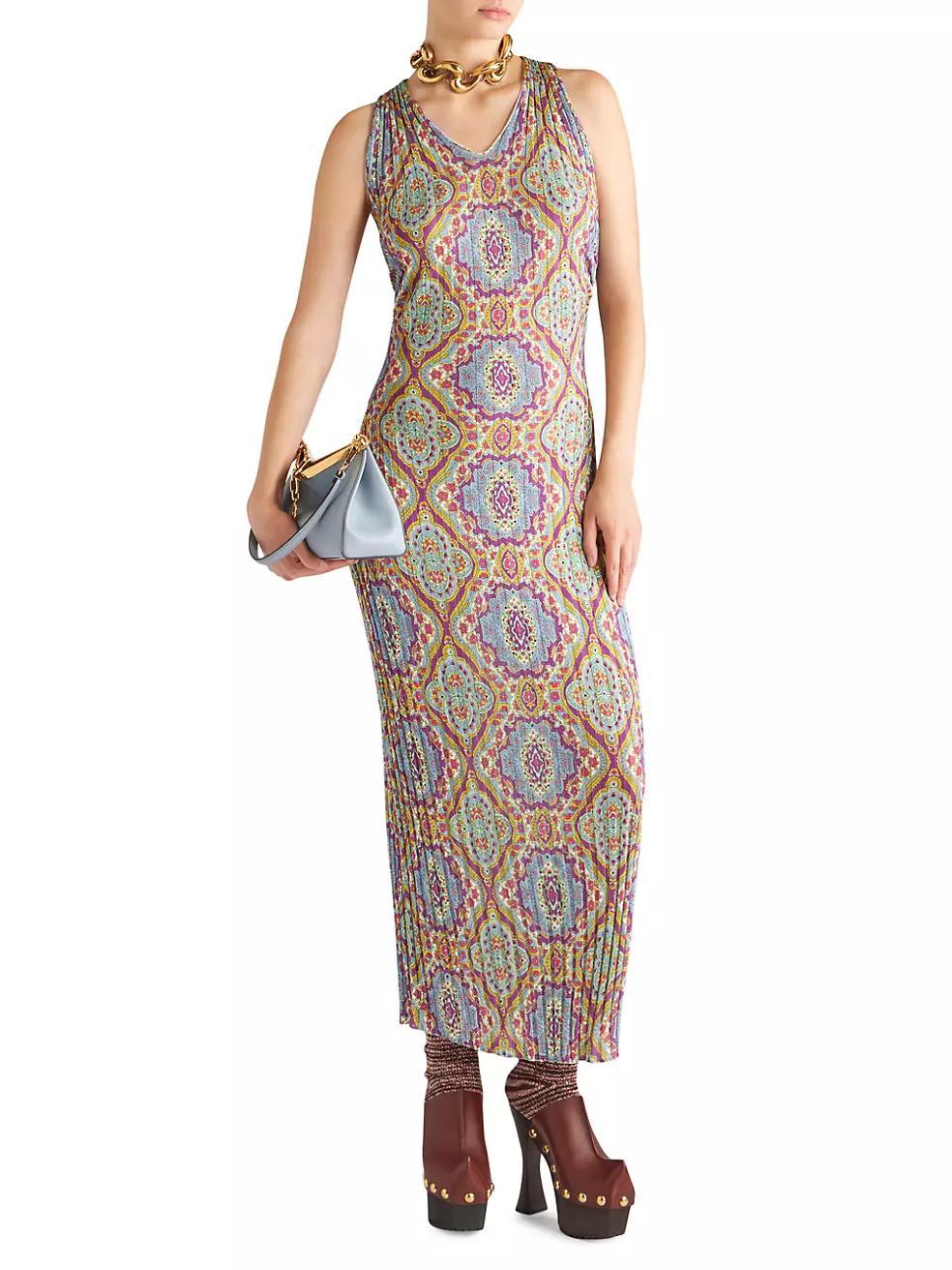 Paisley V-Neck Midi-Dress Product Image