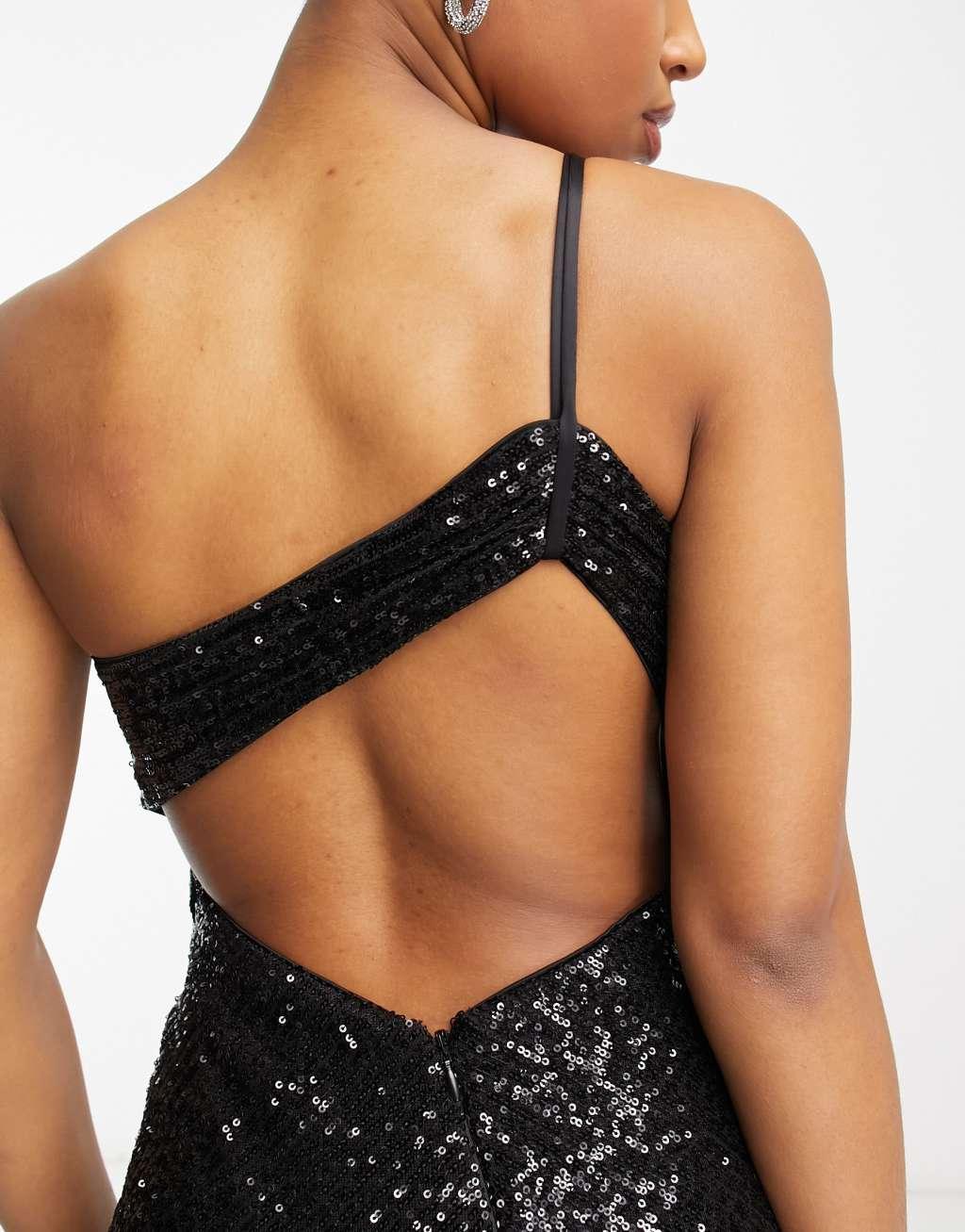 Ever New one shoulder cut-out sequin midi dress Product Image