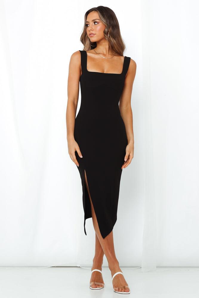 Leave The Light On Midi Dress Black Product Image