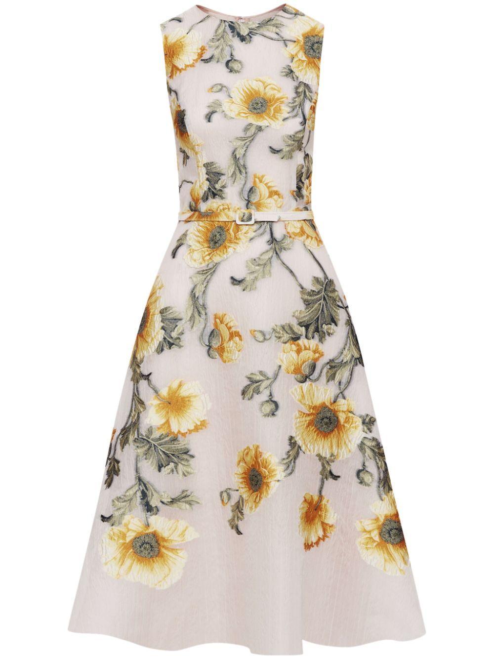 OSCAR DE LA RENTA Degrade Poppy Fil Coupe Dress In Grey Yellow Product Image