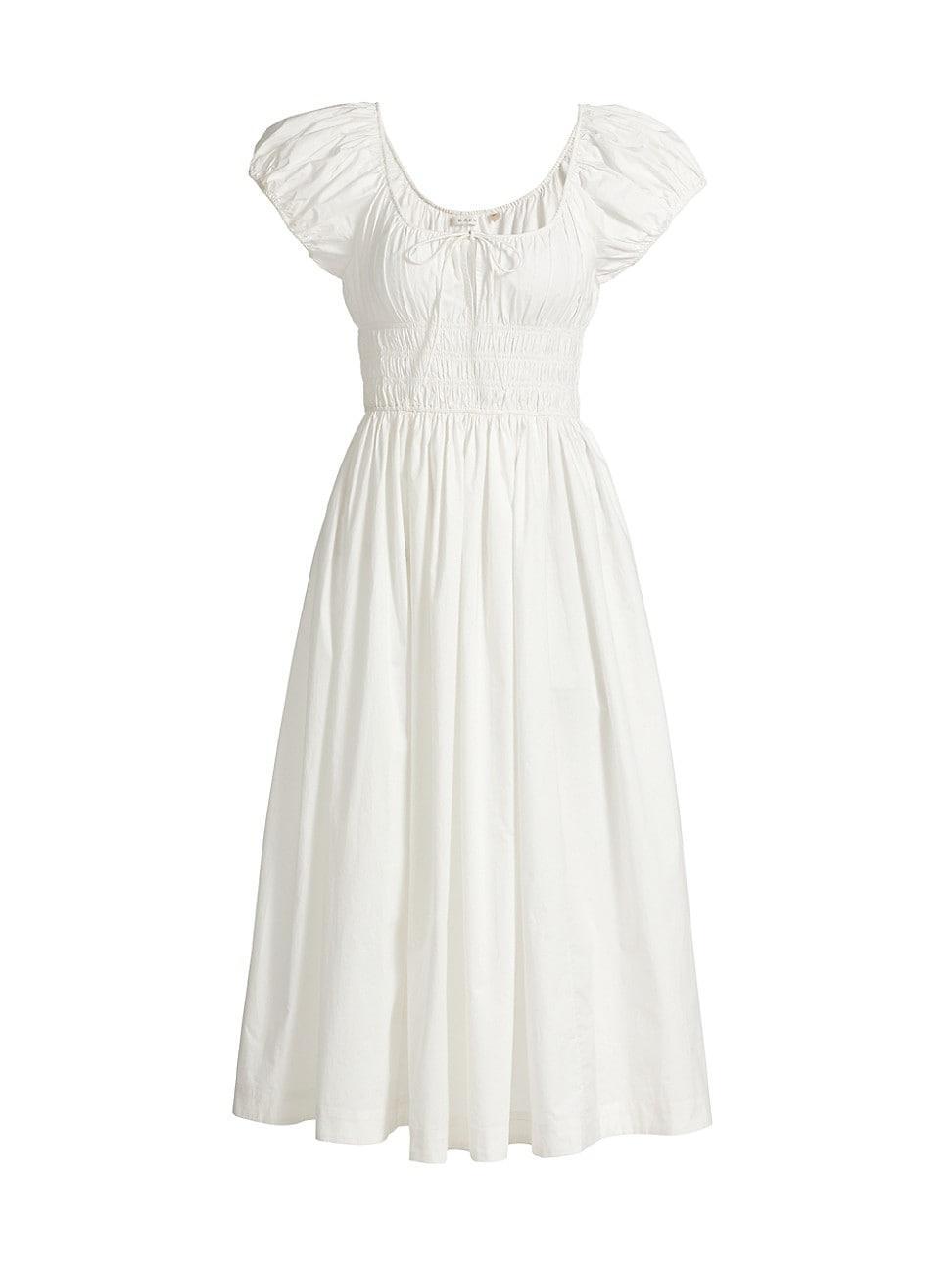 Womens Quinn Cotton Shirred Midi-Dress Product Image