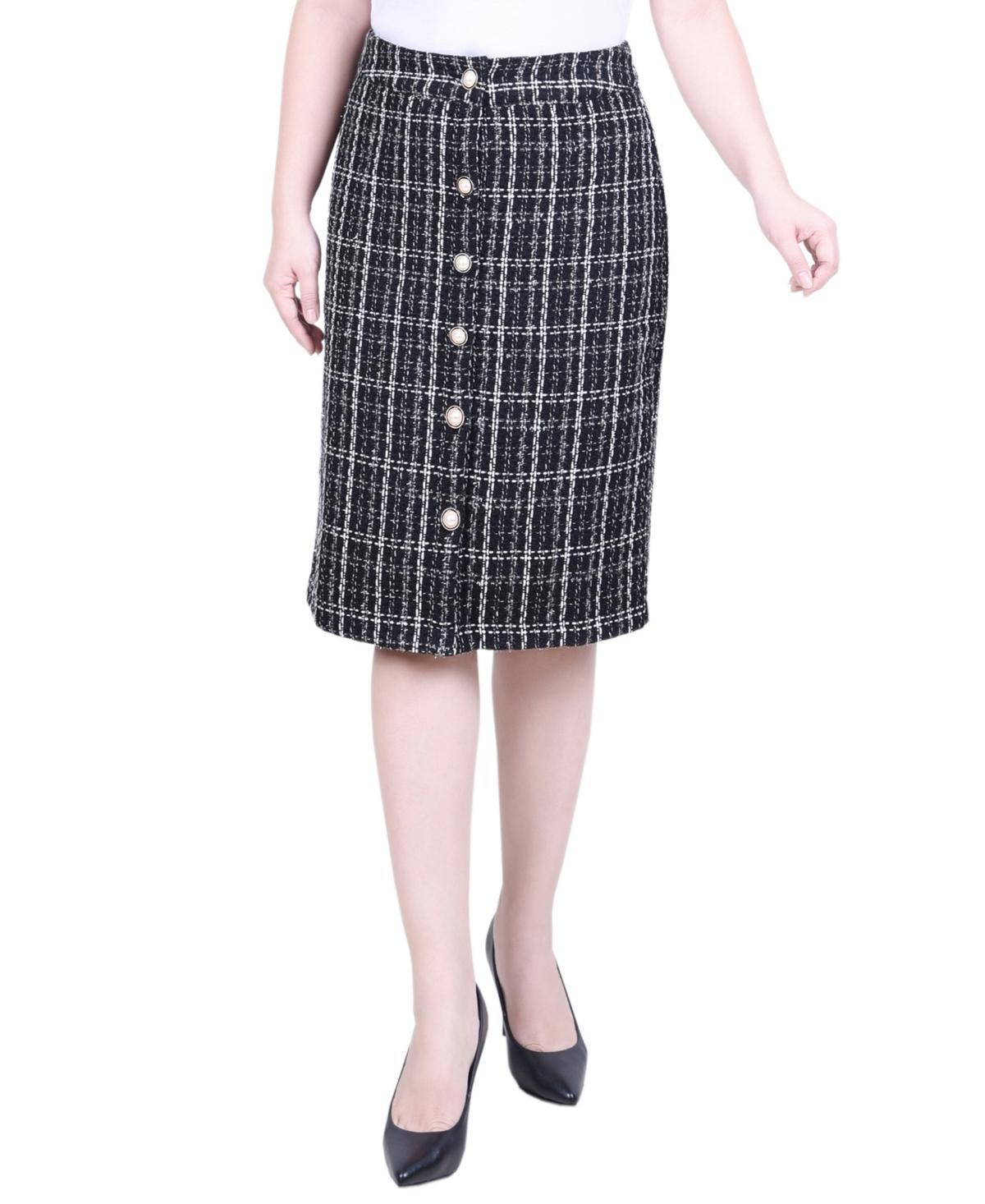 Ny Collection Petite Slim Tweed Double Knit Knee Length Skirt Product Image