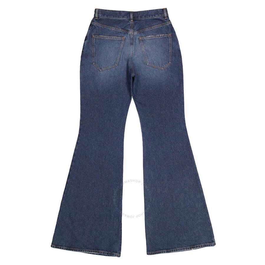 CHLOÉ Chloe Ladies Faded Denim High-rise Flared Jeans In Blue Product Image