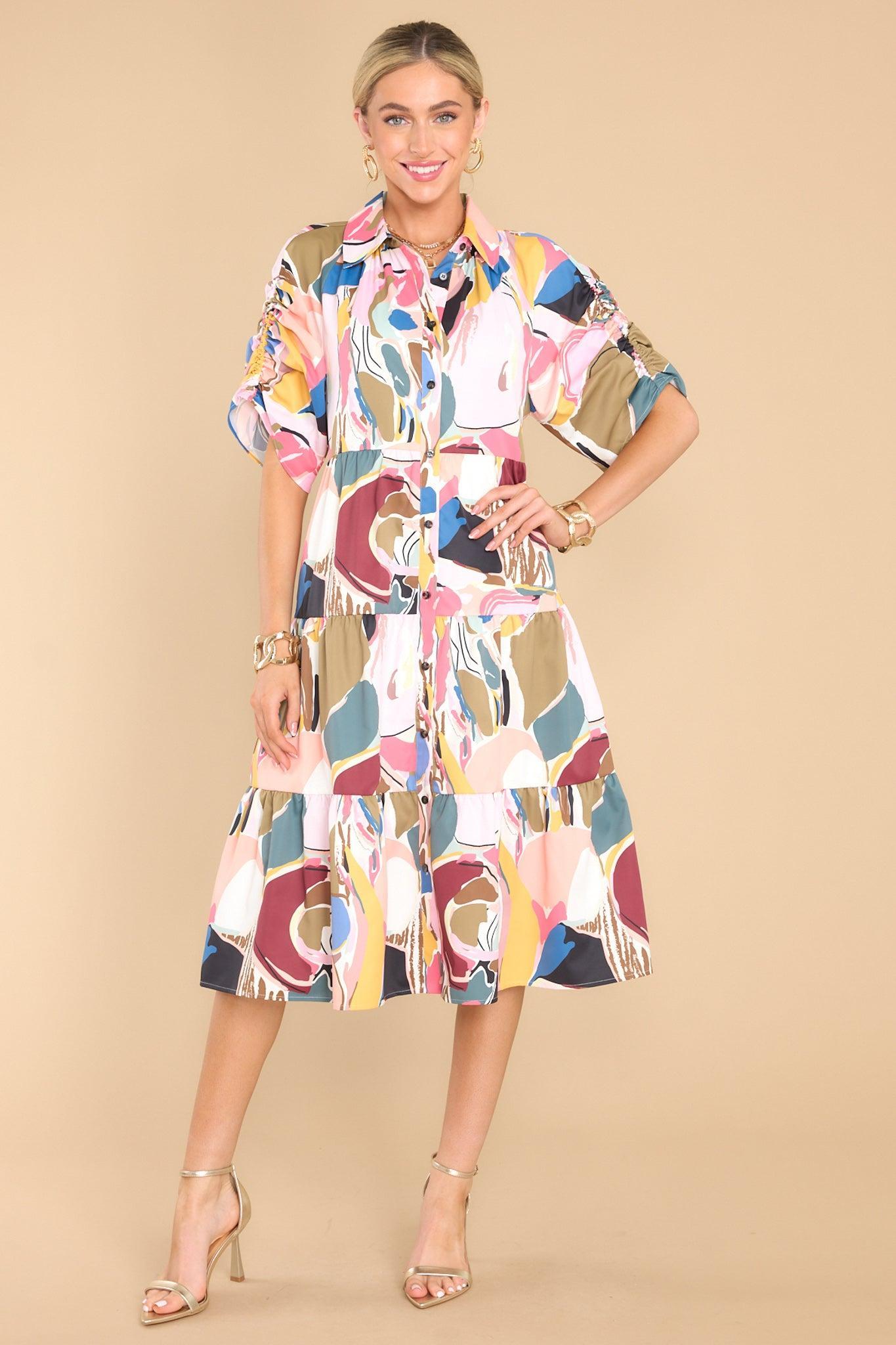 Whit Abstract Expression Dress Print Product Image