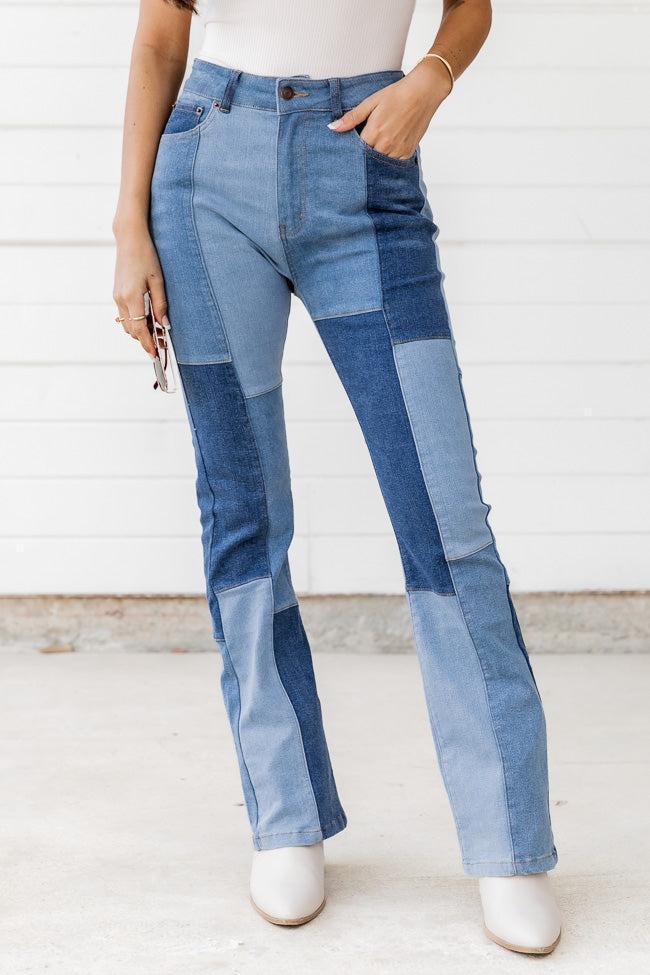 Della Patch Denim Straight Leg Jeans FINAL SALE Product Image