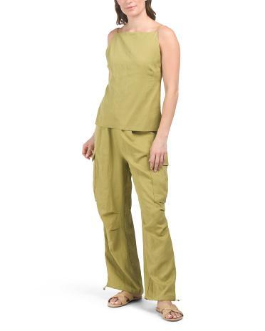 Quin Crop Top And Cargo Pants Set for Women | Nylon/Lyocell Product Image