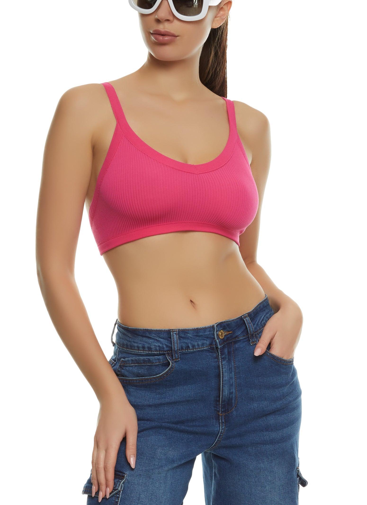 Womens Rib Knit Low Back Seamless Bralette Product Image