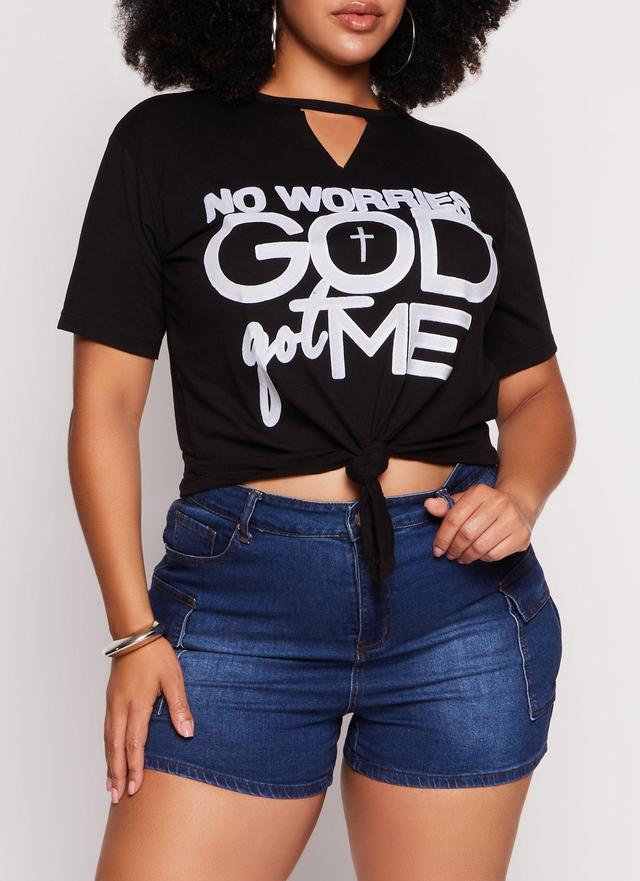 Womens Plus Size No Worries God Got Me Graphic Tee Product Image