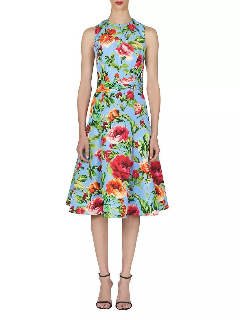 Floral Twisted Waist Fit-&-Flare Dress Product Image