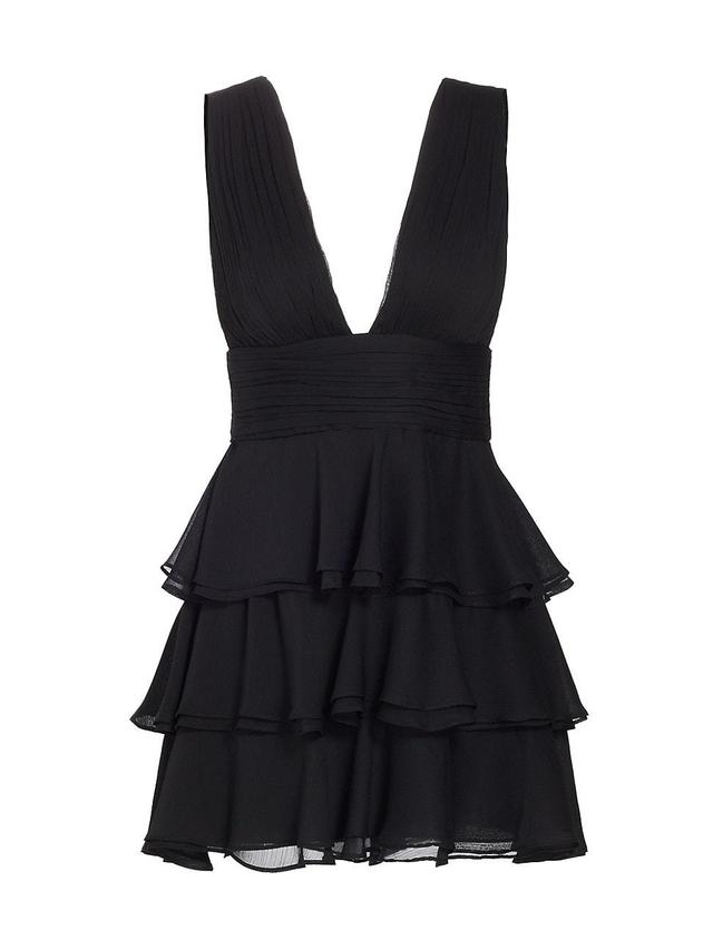 Womens Holly Plunge Ruffle Minidress Product Image