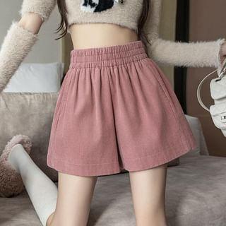 High Waist Corduroy Wide Leg Shorts Product Image