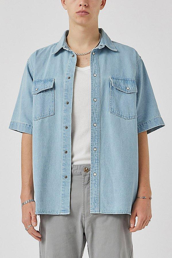 Barney Cools Denim Short Sleeve Shirt Top Mens at Urban Outfitters Product Image