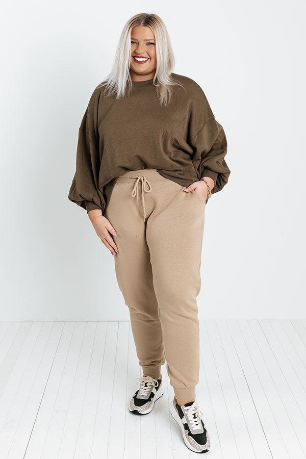 Count On You Joggers In Khaki Curves Product Image