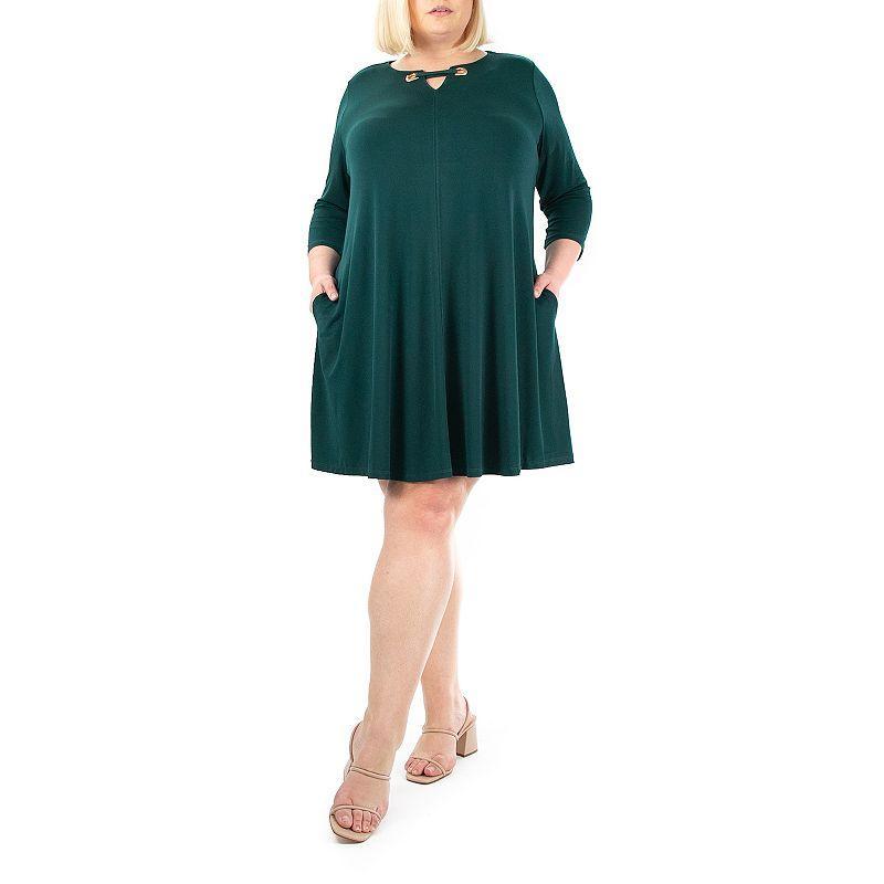 Plus Size Nina Leonard Grommet Notchneck Dress, Womens product image