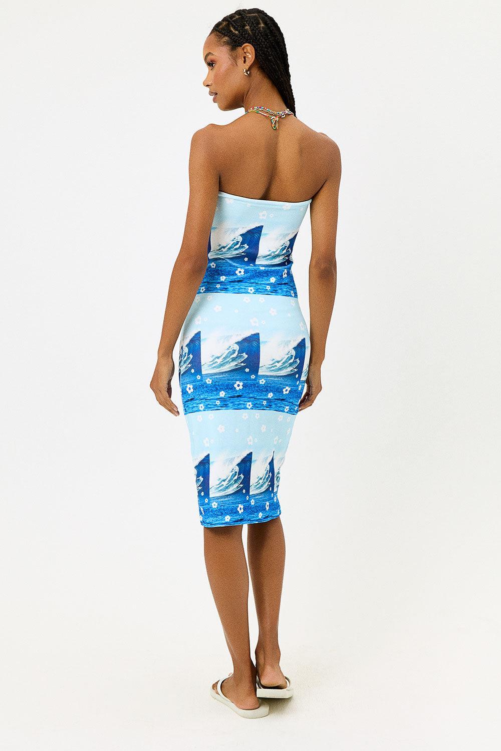 Hope Terry Strapless Dress - Blue Tides Product Image