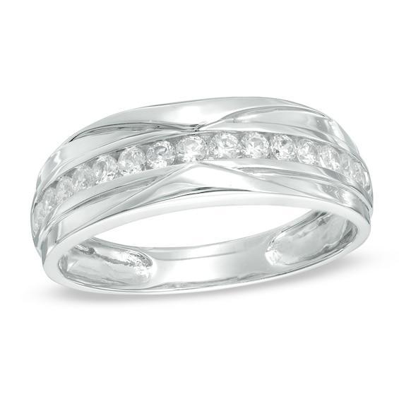 Men's 1/2 CT. T.w. Diamond Wedding Band in 10K White Gold Product Image