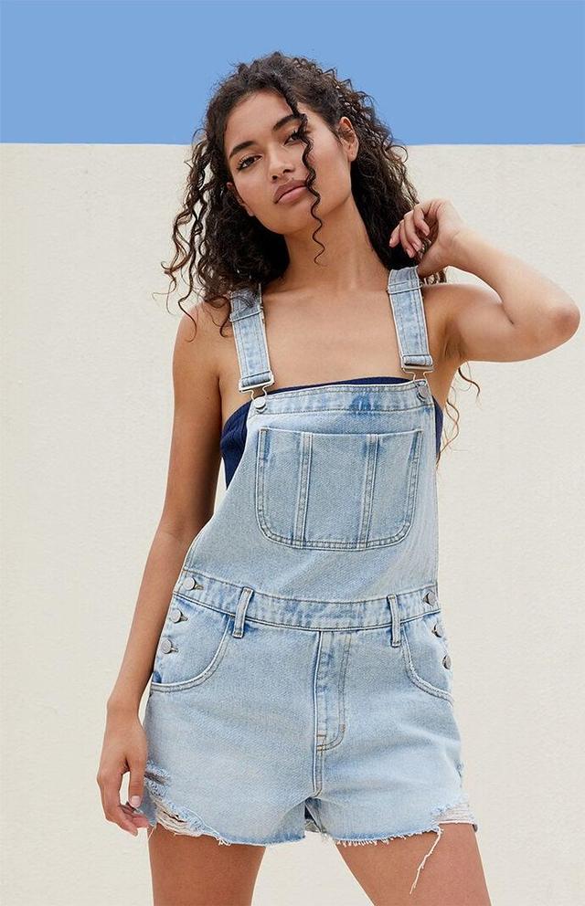 Women's Denim Short Overalls - Product Image