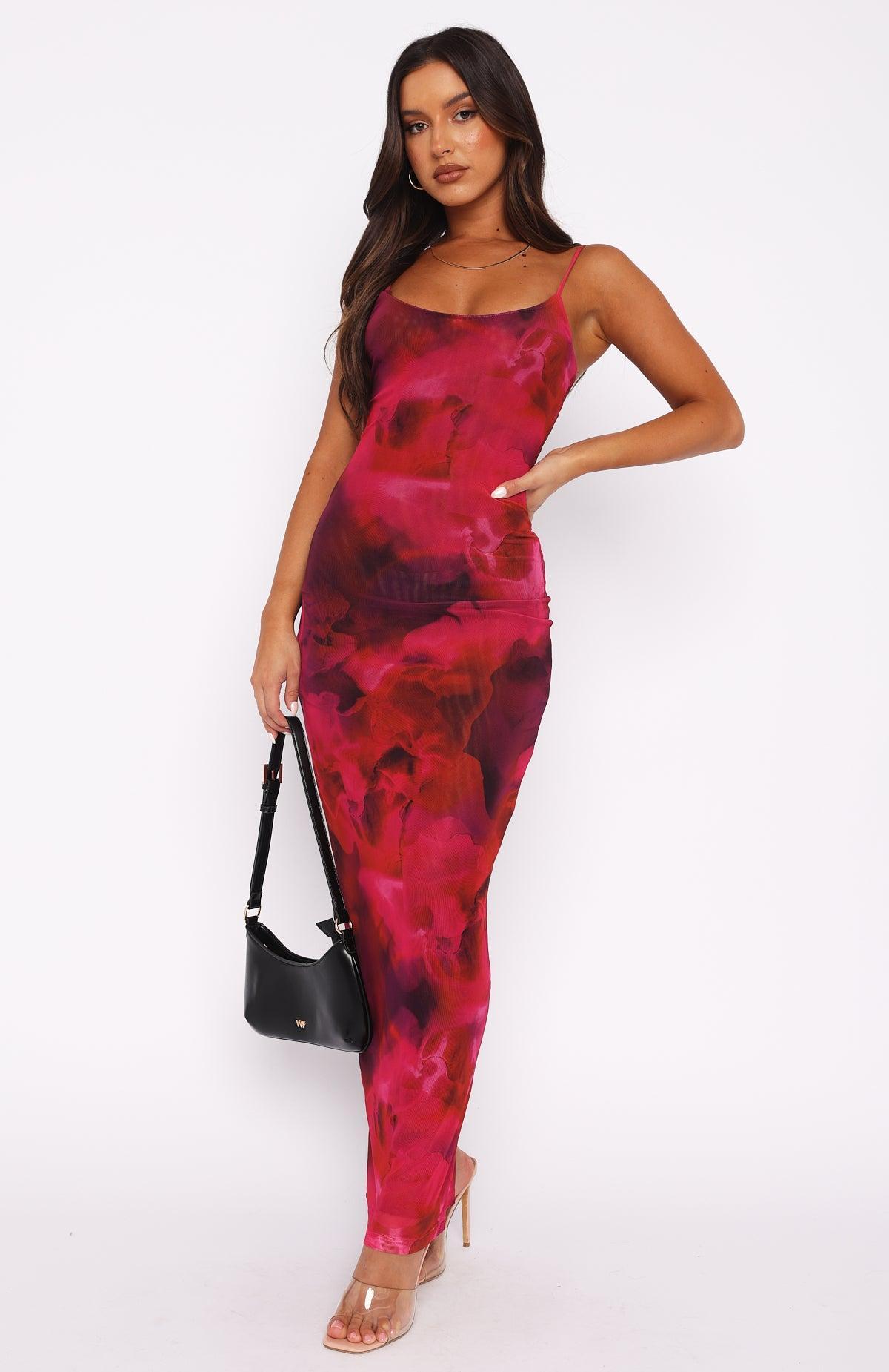 Same Heart Mesh Maxi Dress Red Amaryllis Product Image