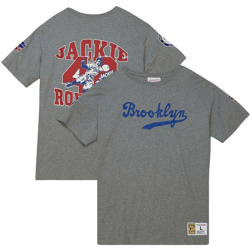 Mens Mitchell & Ness Jackie Robinson Gray Brooklyn Dodgers Cooperstown Collection Legends T-Shirt Product Image