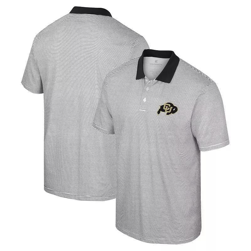 Mens Colosseum White/Black Providence Friars Print Stripe Polo Product Image