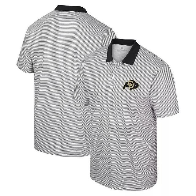 Mens Colosseum /Black Colorado Buffaloes Print Stripe Polo Product Image