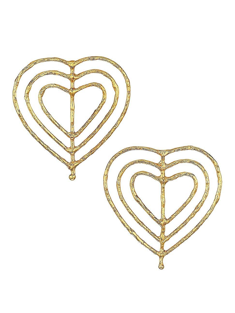 Womens Valentine Goldtone Heart Cutout Earrings product image