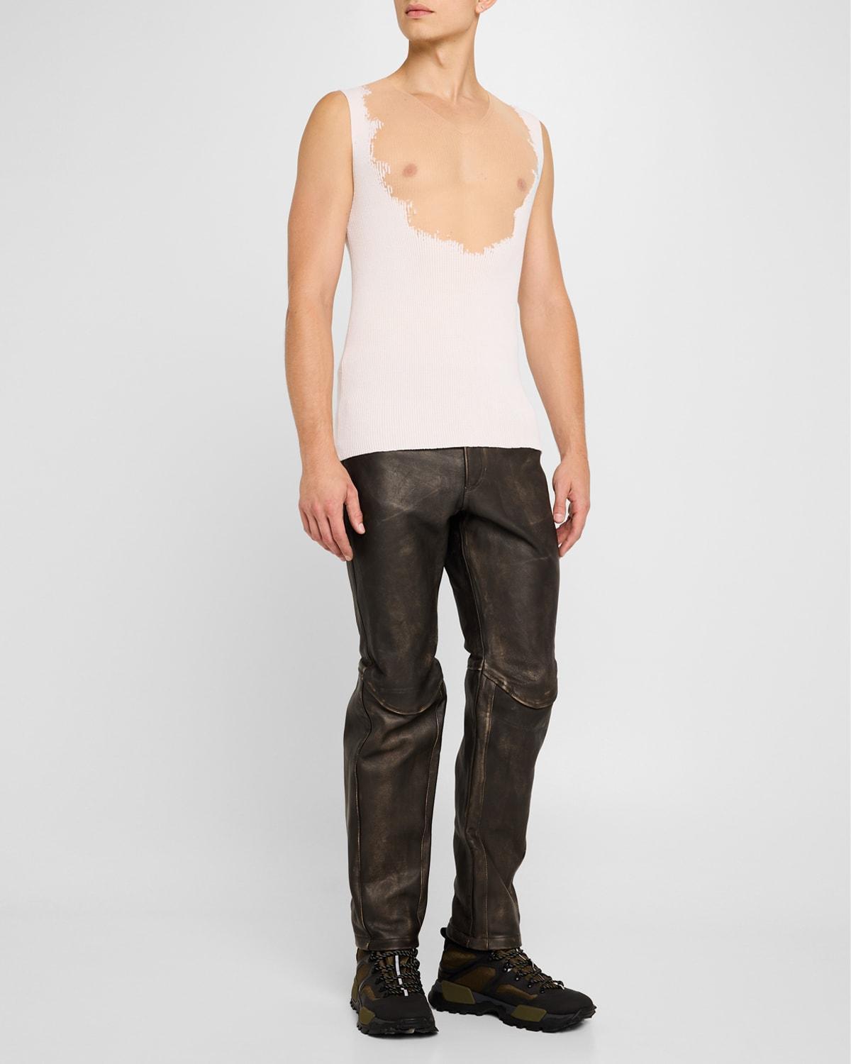 Mens 5-Pocket Leather Biker Pants Product Image