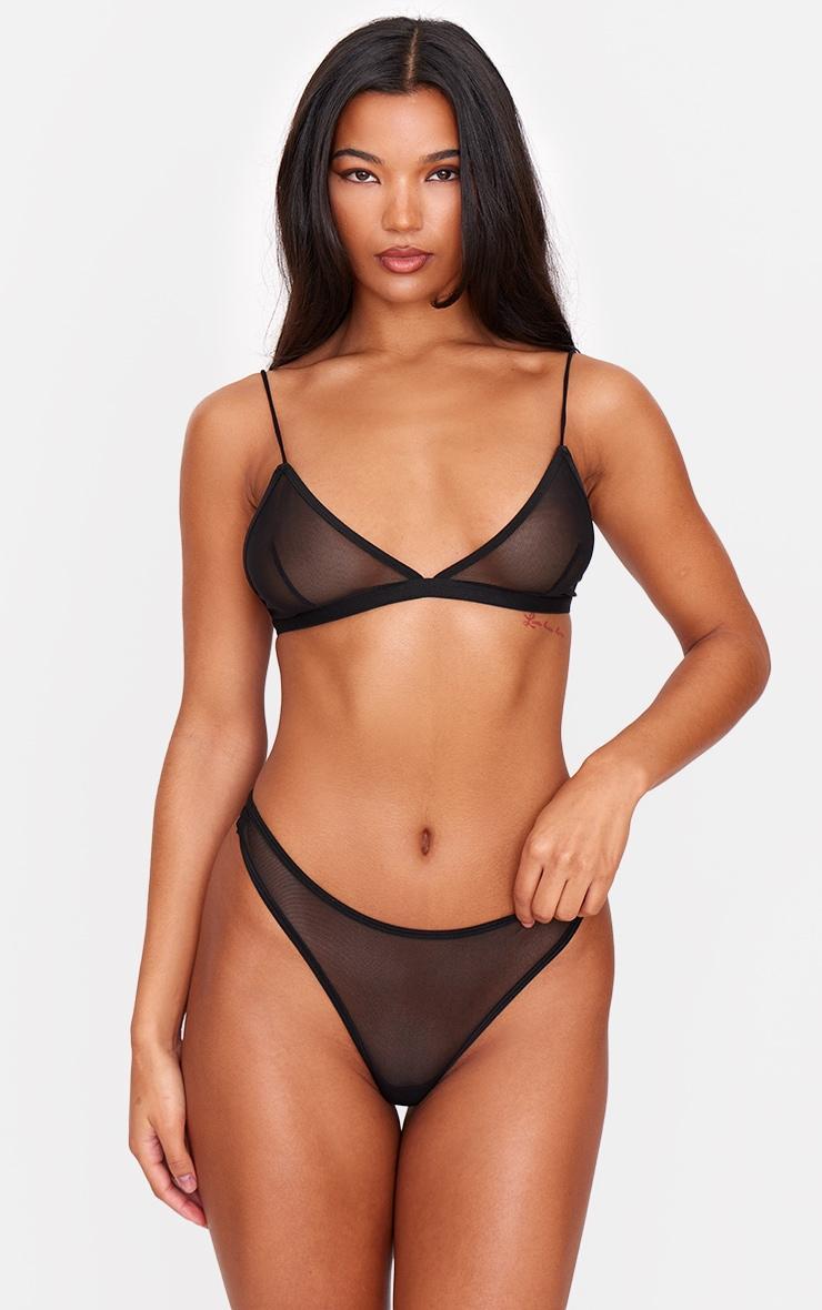 Black Mesh Basic Thong Product Image