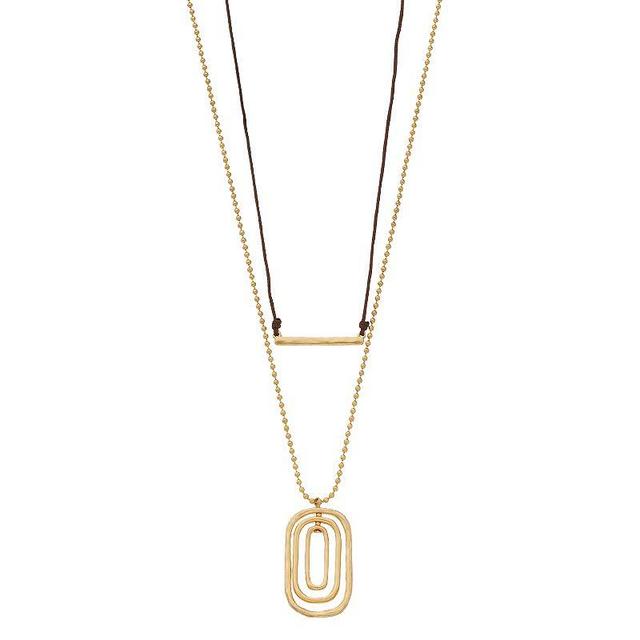 Bella Uno Worn Gold Double Drop Necklace, Womens Gold Tone Product Image