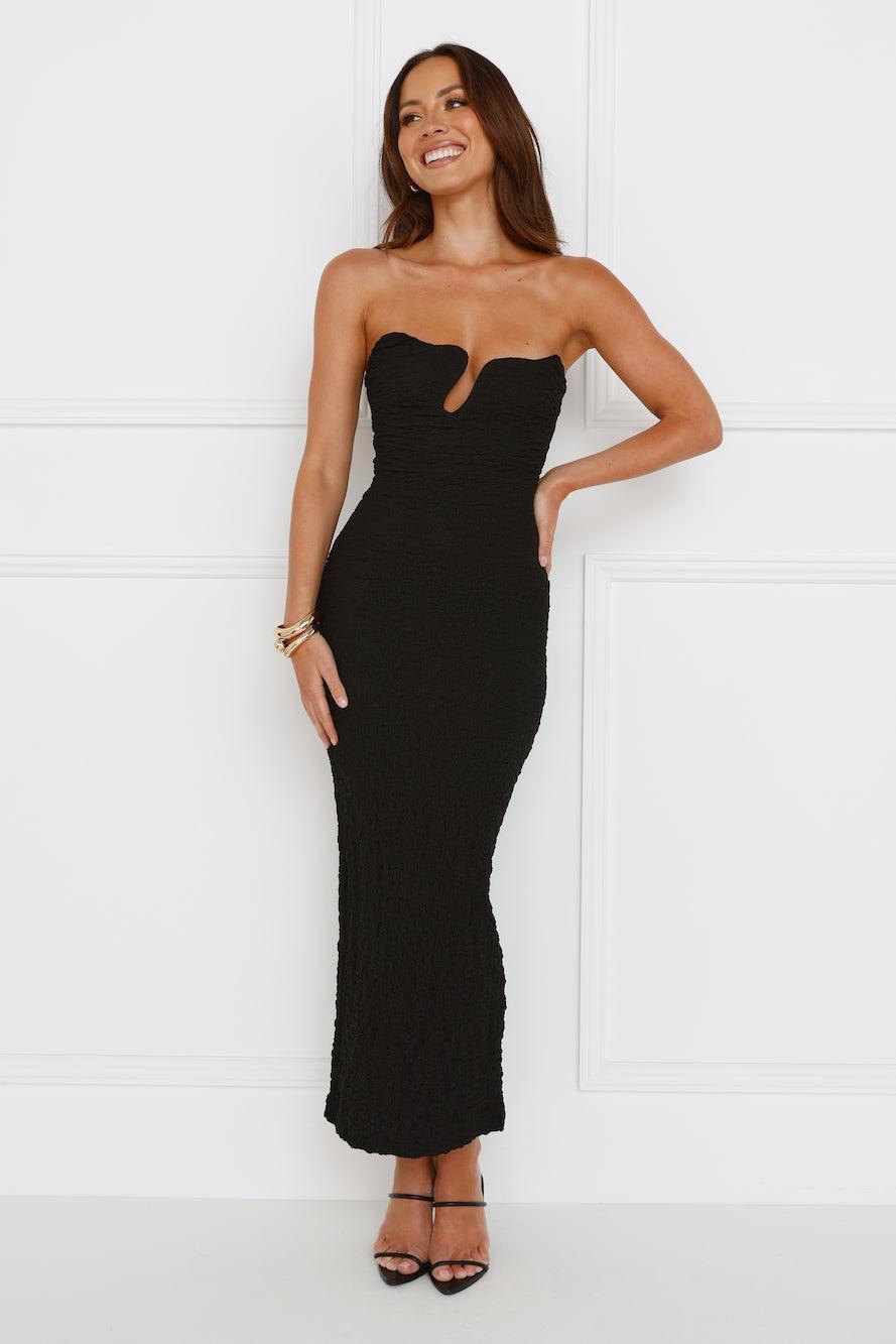 Majestic Heights Strapless Midi Dress Black Product Image