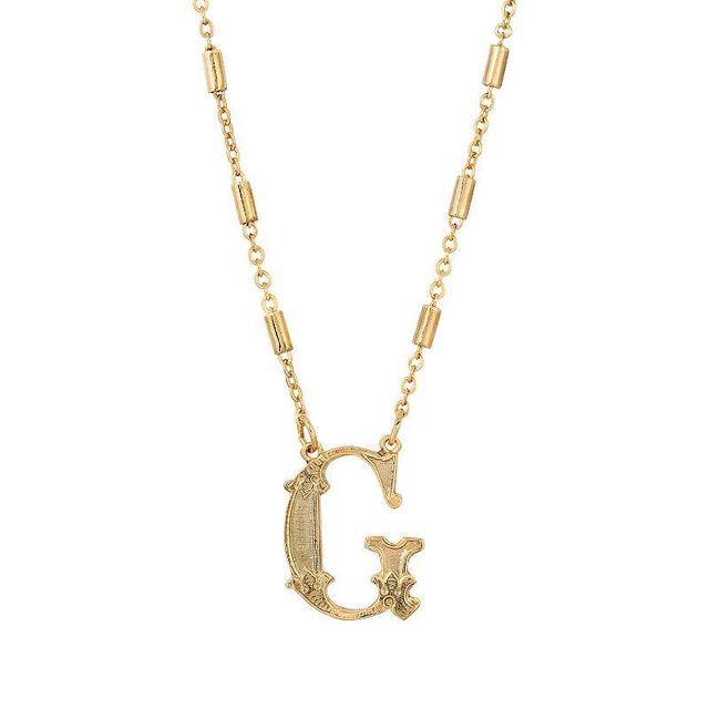 1928 Gold Tone Initial Necklace, Womens, Yellow J Product Image