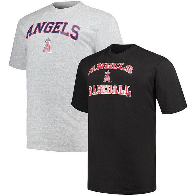 Mens Profile Black/Heather Gray Los Angeles Angels Big & Tall T-Shirt Combo Pack Product Image