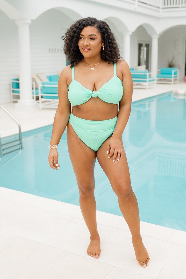 Coastal Kiss Mint High Waisted Bikini Bottoms Product Image