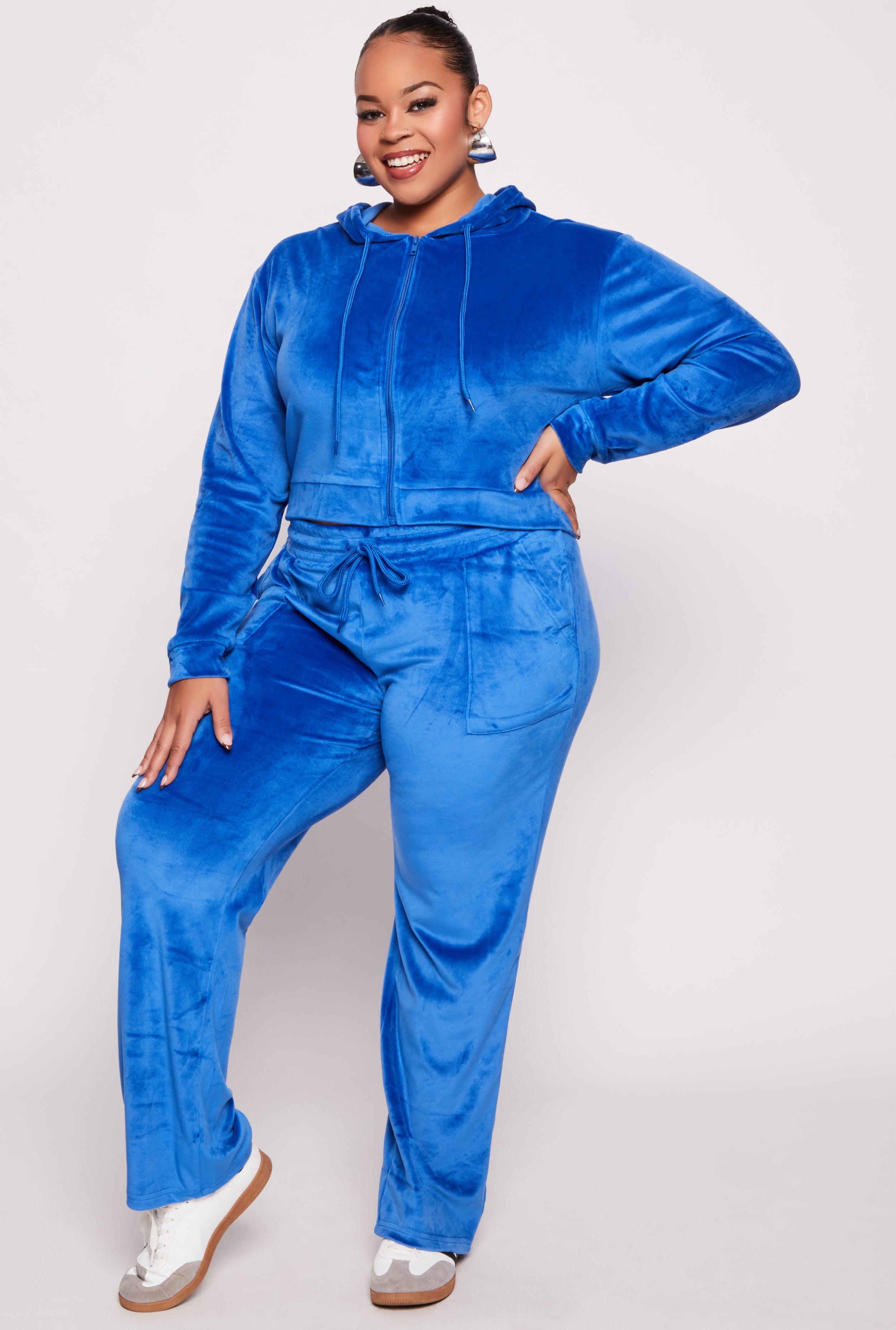 Womens Plus Size Velour Wide Leg Pants Product Image