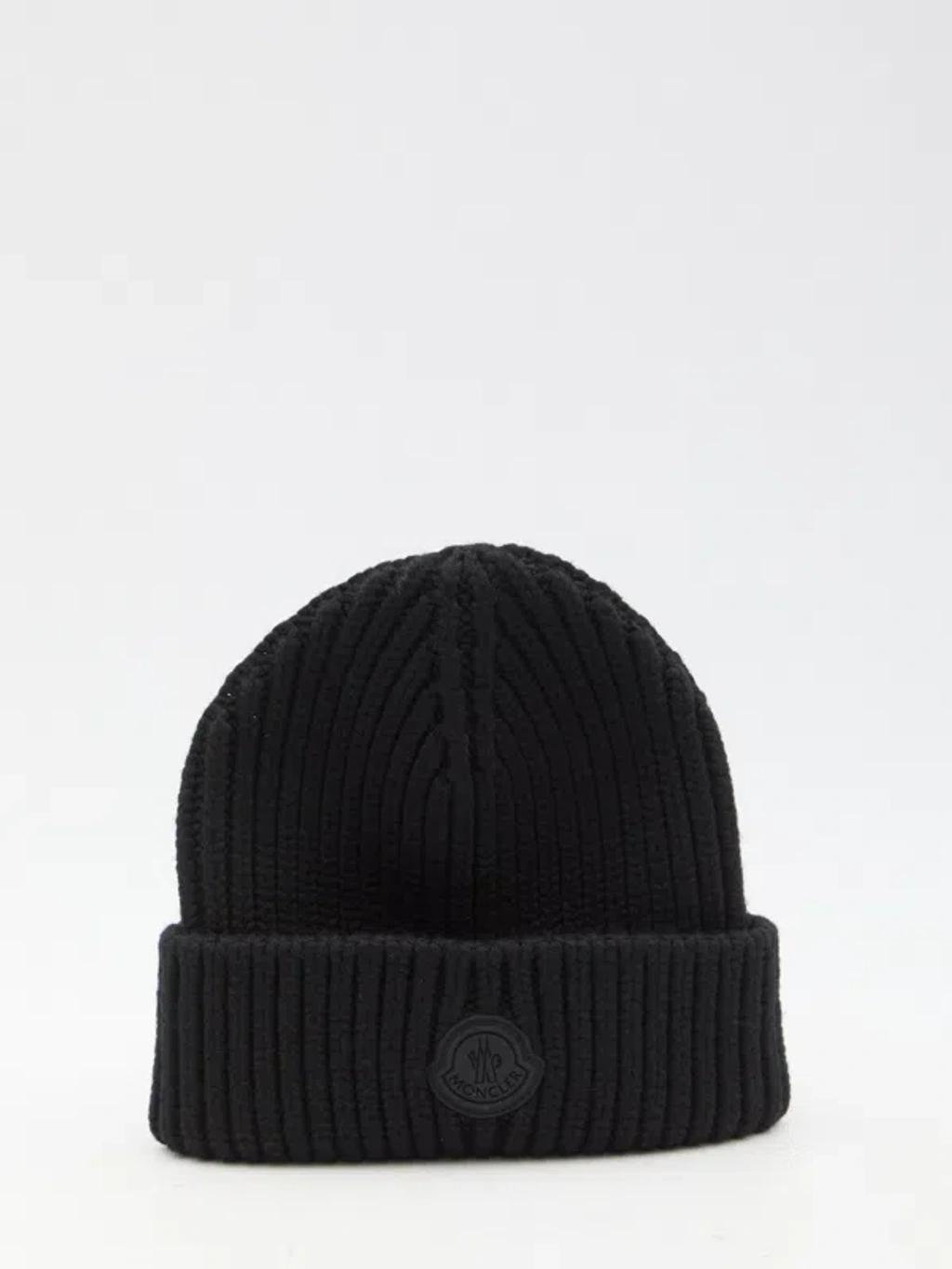 Logo-patch Wool Beanie In Black Product Image