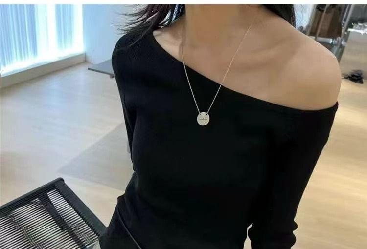 Long-Sleeve Boat Neck Knit Top Product Image