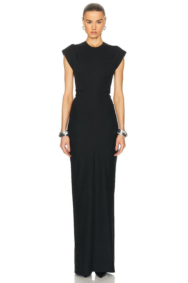 Alexander Wang Drop Shoulder Crew Neck Maxi Dress With Side Drape Black. (also in 0). Product Image