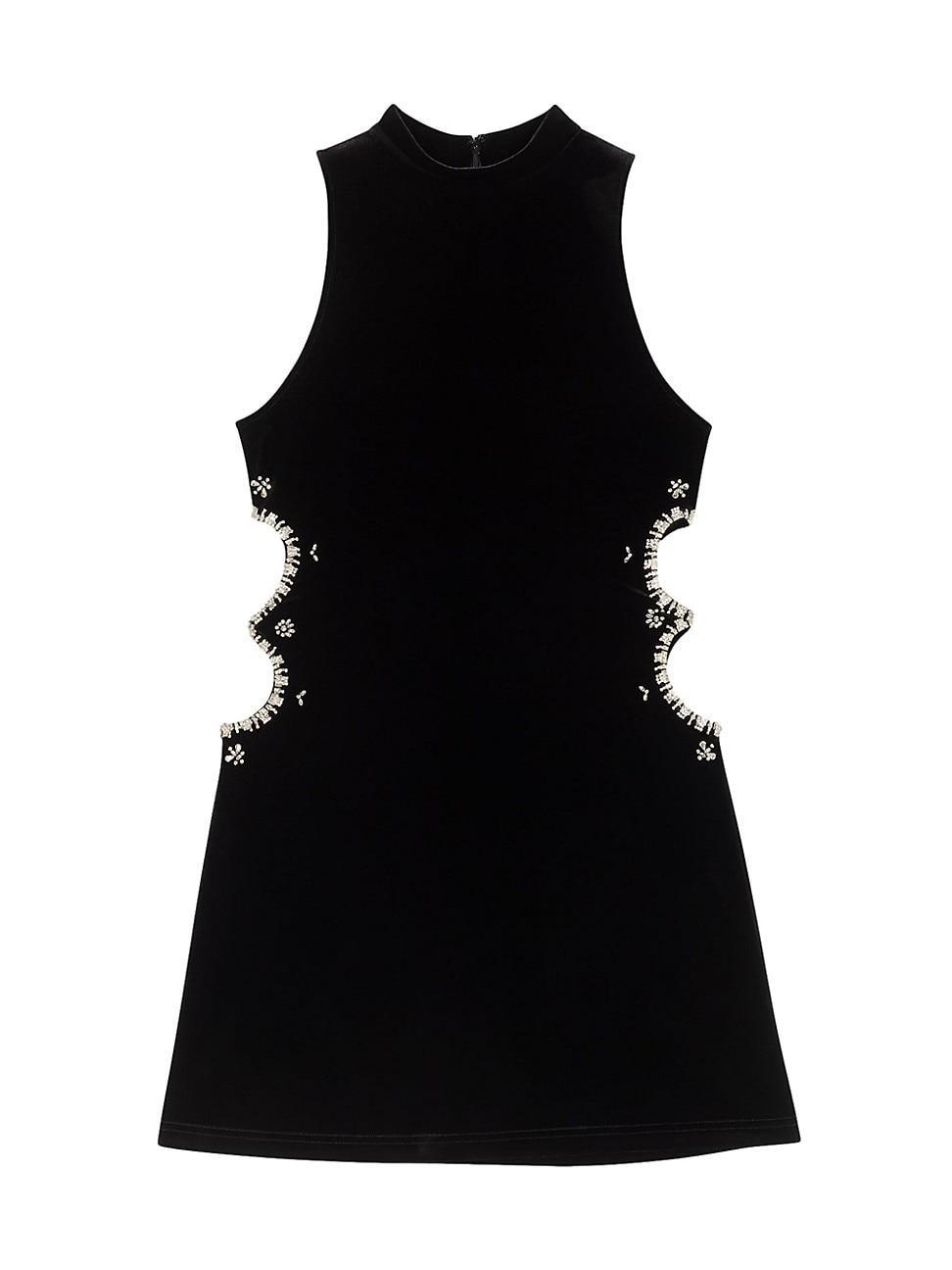 Womens Short Velvet Dress with Rhinestones Product Image