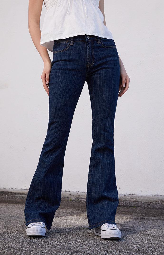 John Galt Womens Dark Blue Melody 90s Low Rise Flare Jeans Product Image