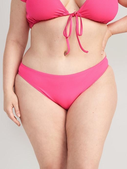 High-Waisted French-Cut Ribbed Bikini Swim Bottoms Product Image