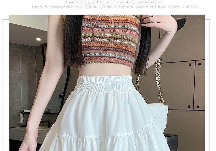 High Rise Plain Bubble Mini A-Line Skirt Product Image