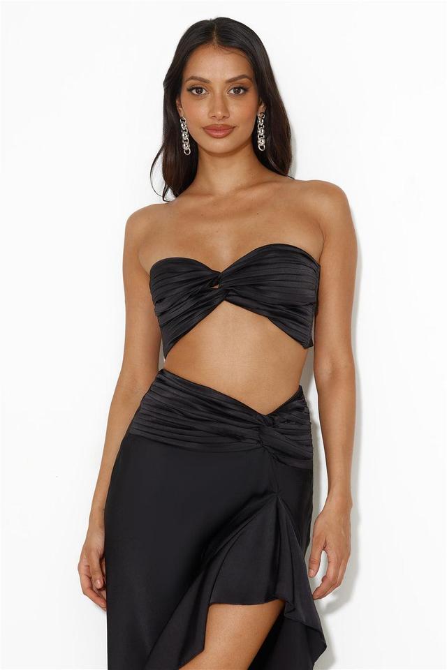 Diary Of Secrets Satin Strapless Crop Top Black Product Image